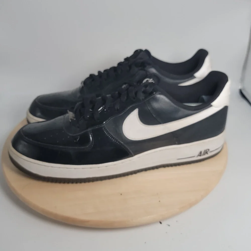 Nike Air Force 1 '07 Low Black White Patent Shoes Mens 15 Streetwear 315122-047